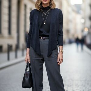 Bianca Nygard Dark Blue & Silver Shimmer Open Cardigan Size 10-12 Whimsygoth